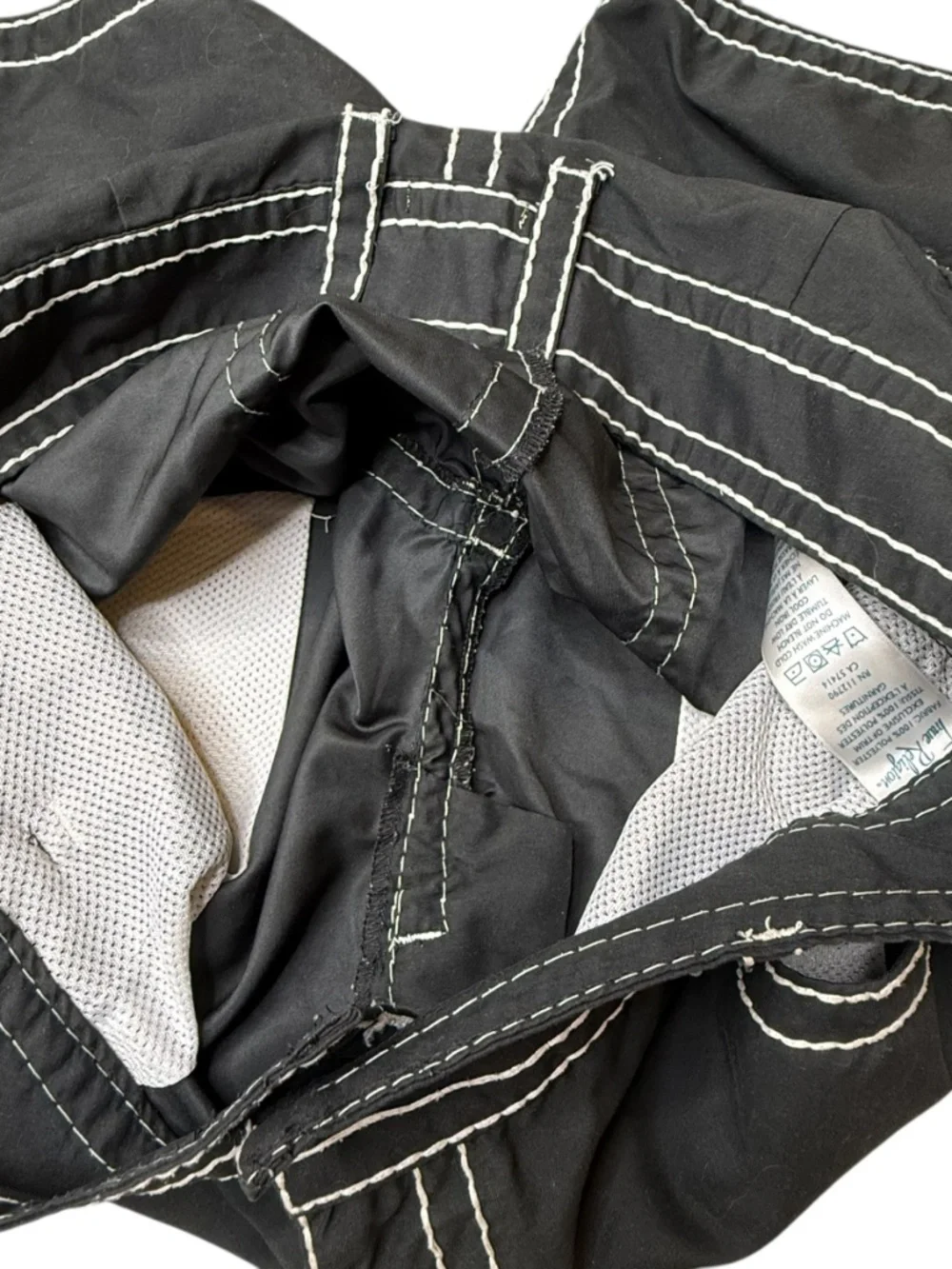 True Religion Men’s Black Swim Trunks White Stitching